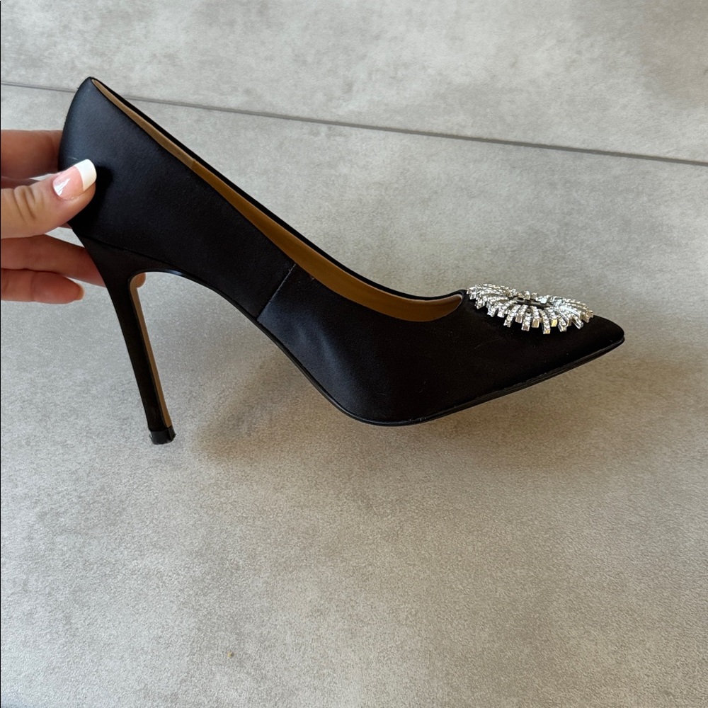 Express Black Heels with Silver Embellishments - Picture 2 of 4